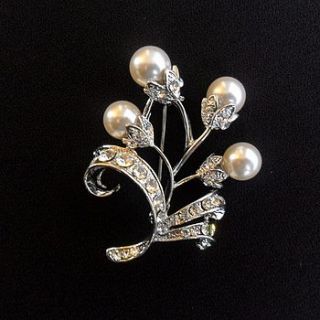 pearl and diamante floral brooch by yatris home and gift