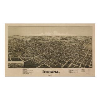 1900 Indiana, PA Birds Eye View Panoramic Map Print