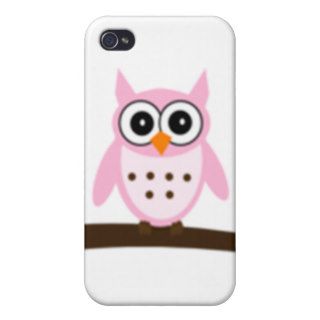 Cute Cartoon Pink Owl iPhone 4 Cases