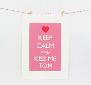 personalised keep calm and kiss me print by sarah hurley designs