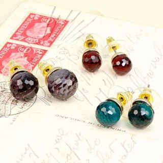 set of three faceted stud earrings by lisa angel
