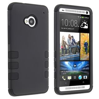 BasAcc Black Skin/ Black Hard Hybrid Rubber Coated Case for HTC One M7 BasAcc Cases & Holders