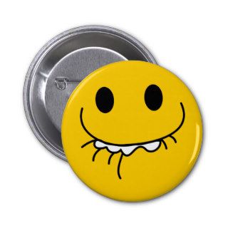 Suppressed laughing yellow smiley face pinback button