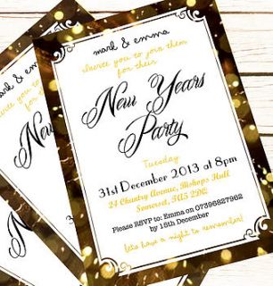 personalised 'new years party' invitations by precious little plum