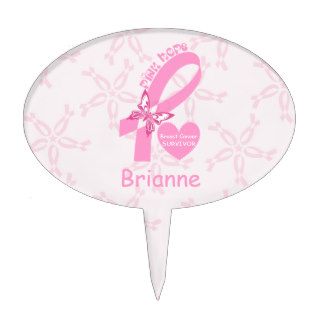 Pink Ribbon Breast cancer survivor & pink border Cake Pick
