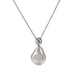 Honora Cultured Pearl 14.0mm 18 Baroque Pendant w/ Sterling Chain —