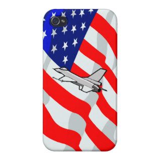 F16 Fighting Falcon Fighter Jet American Flag iPhone 4 Cover