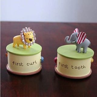 elephant and lion first tooth and first curl box gift set by ziggy pickles kids