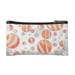 Zebra Orange and White Print Cosmetic Bag