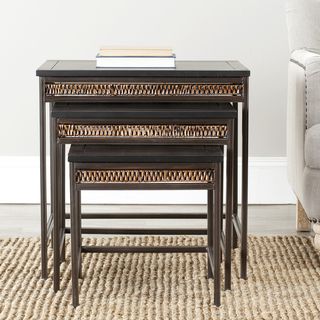 Safavieh Bedford 3 piece Wicker Accent Nesting Table Safavieh Coffee, Sofa & End Tables