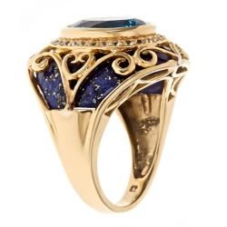 D'Yach Yellow Gold over Silver Swiss Blue Topaz and Blue Lapis Ring D'Yach Gemstone Rings
