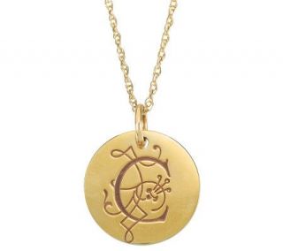Posh Mommy 18K Gold Plated Large Initial Disc Pendant w/Chain —