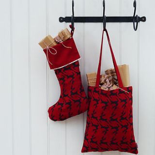 christmas reindeer stocking by becky broome