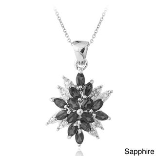 Glitzy Rocks Plated Gemstone and Diamond Accent Starburst Necklace Glitzy Rocks Gemstone Necklaces