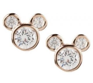 Disney Diamonique Sterling or 14K Gold Clad Mickey Earrings —