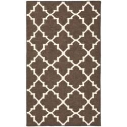 Safavieh Hand woven Moroccan Dhurrie Brown/ Ivory Wool Rug (3 X 5)