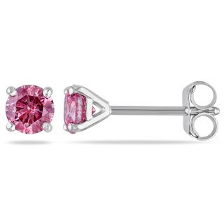 Miadora 14k White Gold 1/2ct TDW Pink Diamond Stud Earrings Miadora Diamond Earrings