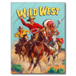 Kitsch Vintage Wild West Illustration Post Card
