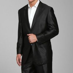 Unity Nick Mens Silky Black 2 button Suit Black Size 38R