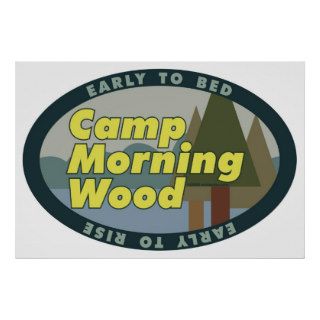Camp Morning Wood Poster