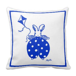Blue and yellow bunny with kite pillow