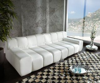 Sofa Monaco 270x115 cm Weiss Chrom Design Couch Abgesteppt Küche & Haushalt