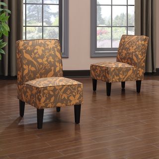 Portfolio Wylie Armless Chairs in an Orange Bird Print (Set of 2) PORTFOLIO Chairs
