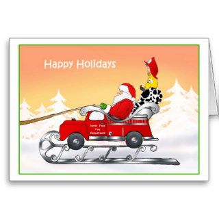 Fireman Theme Santa Claus Christmas Cards
