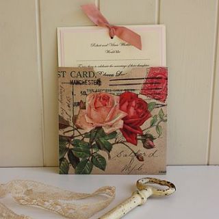 'vintage roses' wedding invitation by claryce design