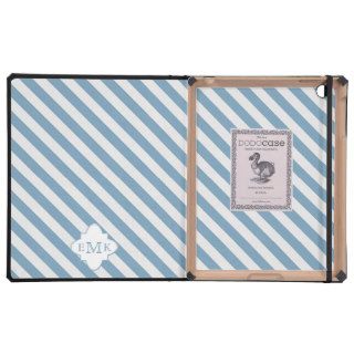 Striped Quatrefoil Monogram   Lt Blue White Case For iPad