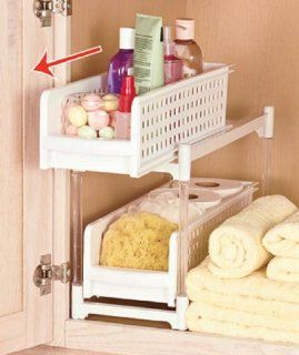 New Storage Cabinet Shelf Organizer Container Drawer Bin Is Great in the Bathroom Kitchen or Any Room Cupboard Cabinets Pantry; Two Sliding Shelves  