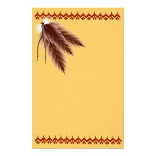 Beaded Brown Feathers Stationery