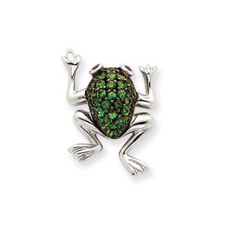 Jewelryweb 14K Tsavorite and Ruby Frog Pendant