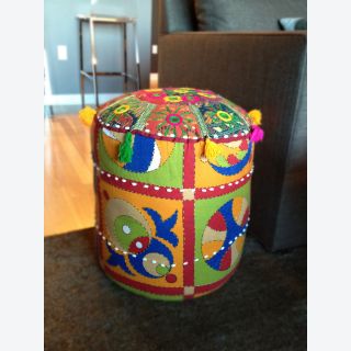 Traditional Mandara Indian Multicolored 16 inch Pouf