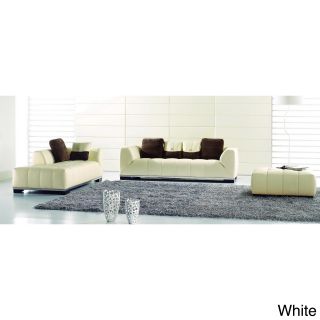 Furniture Of America Pescara 3 piece Leatherette Sofa With Chaise And Ottoman Set