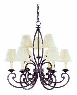 Savoy House 1 0103 9 05 Cumberland Collection 9 Light Chandelier, Oiled Copper Finish with Cream Pleated Fabric Shades    