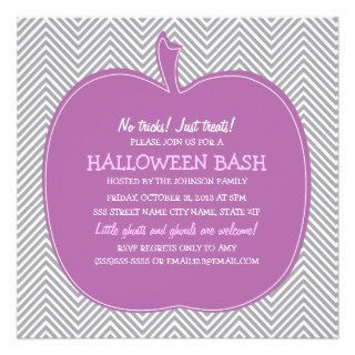 Chevron Purple Pumpkin Halloween Party Invite