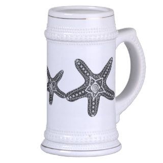Black and white starfish coffee mugs