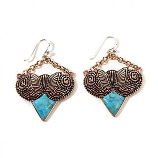 2 Tone Pendulum Style Turquoise Earrings