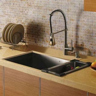 Vigo Undermount Single Bowl Kitchen Sink with Faucet, Dispenser and
