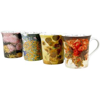 Konitz Les Fleurs Chez 12 ounce Assorted Design Mugs (set Of 4)