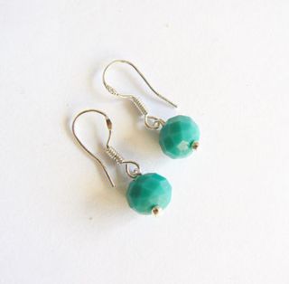 faceted turquoise glass drop earrings by clutch and clasp