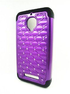 Thousand Eight(TM)For Alcatel One Touch Fierce 7024T/7024W Diamond Studded Silicone Rubber Skin Hard Case + [FREE LCD Screen Protector Shield(Ultra Clear)+Touch Screen Stylus] (purple/black) Cell Phones & Accessories