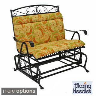 Blazing Needles Tropical/ Stripe All weather Outdoor Double Glider Chair Cushion