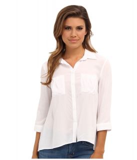 Mavi Jeans Double Pocket Shirt Womens Long Sleeve Button Up (White)