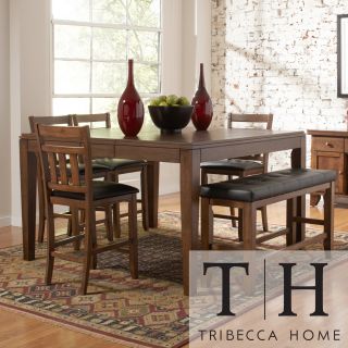 Tribecca Home Kai Oak Brown Casual 6 piece Counter Height Dining Set