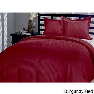 Brhf Damask Stripe 230 Thread Count 3 piece Duvet Cover Set Red Size Full
