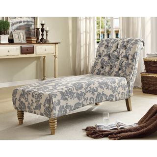 Tufted Grey iKat Fabric Chaise Lounge Lounge Chairs