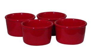 Chantal Ceramic Set of Four 1 Cup Ramekins, Glossy Red Kitchen & Dining
