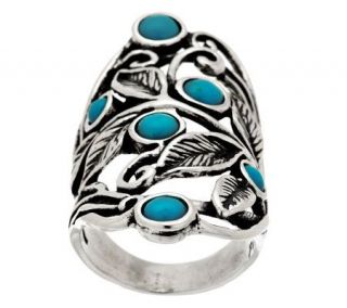 Or Paz Sterling Turquoise Elongated Leaf Design Ring —